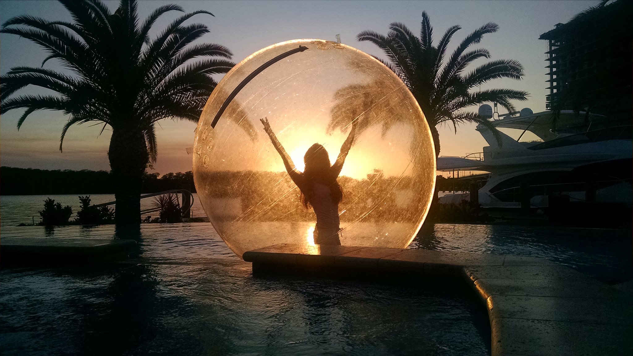 Inflatable Bubble Performer performing at a South Florida event